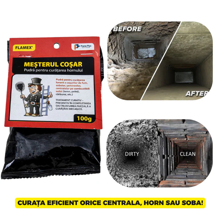 Meșterul Coșar- Pudră de Curățat Hornuri,Centrale,Sobe
