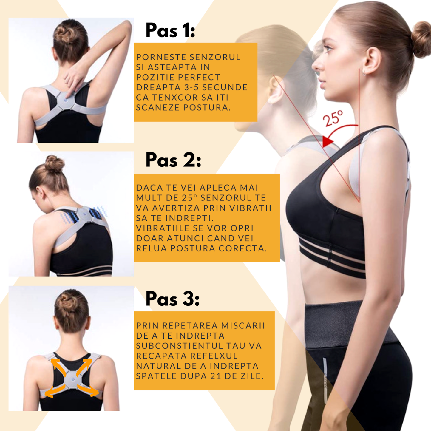 Corector de Postura cu Senzor de Vibrație